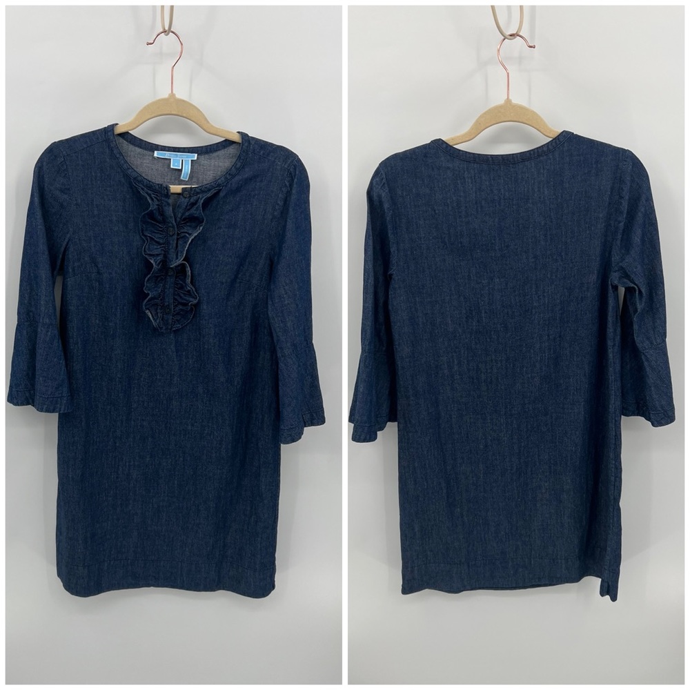 Draper James chambray ruffle shift dress